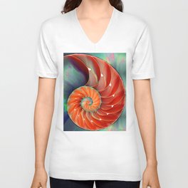 Nautilus Shell - Nature's Perfection by Sharon Cummings V Neck T Shirt