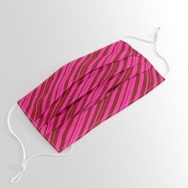 [ Thumbnail: Deep Pink and Maroon Colored Stripes/Lines Pattern Face Mask ]