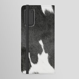 Black Cowhide, Cow Skin Print Pattern, Modern Cowhide Faux Leather Android Wallet Case