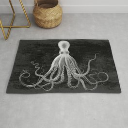 Charcoal, Giant Octopus Poster, Octopus Art Print, Lord Bodner's Octopus, Lord Bodner Octopus, Nautical Octopus, Giant Octopus Poster, Nautical Art Area & Throw Rug