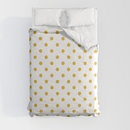 Gradient Gold Polka Dots Pattern on White Comforter