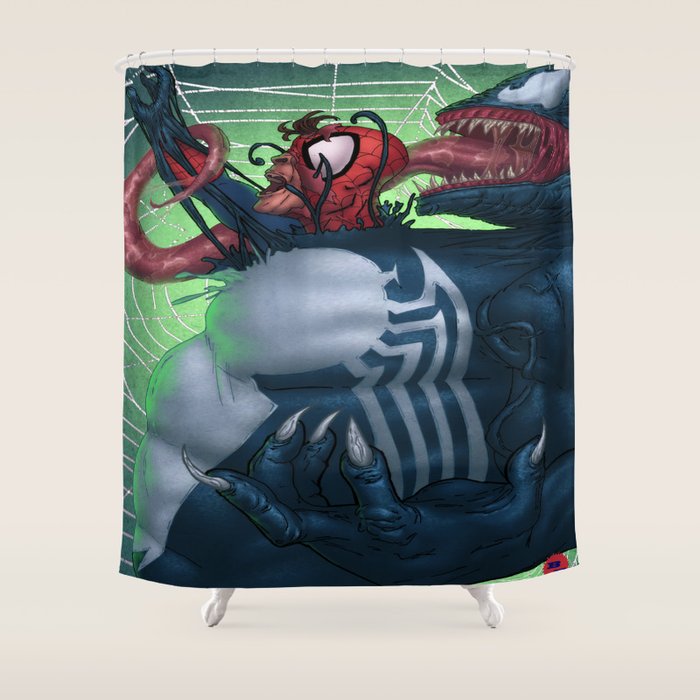 Venom And Spider Man Shower Curtain By Brianhollinsart Society6 Venom And Spider Man Shower Curtain