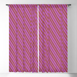 [ Thumbnail: Orchid and Sienna Colored Lines/Stripes Pattern Blackout Curtain ]