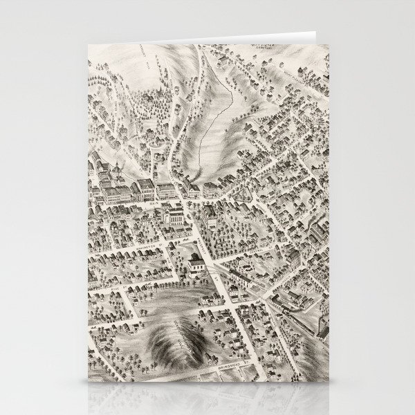 Vintage Pictorial Map of Marlborough MA (1878) Stationery Cards by