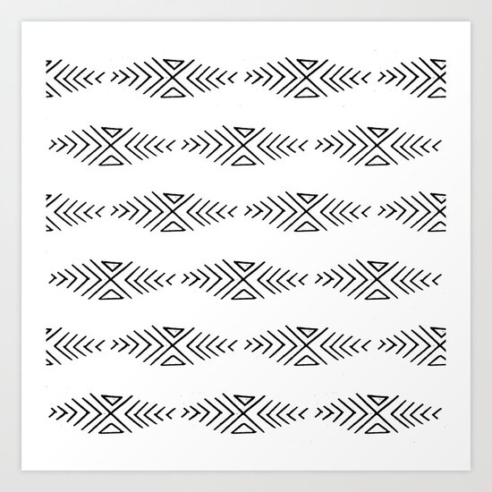 mudcloth 11 minimal textured black and white pattern home decor minimalist beach Art Print