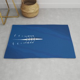 Aerial Rowing Boat | Teamwork Rug | Illustration, Teamwork, From Above, Graphicdesign, Navy, Sports, Curated, Rowing, Challenge, Blue 