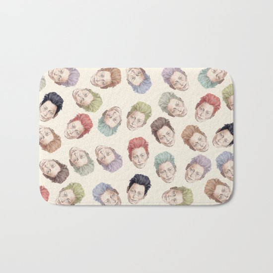 Tilda Heads on Cream | Hair Pattern Bath Mat