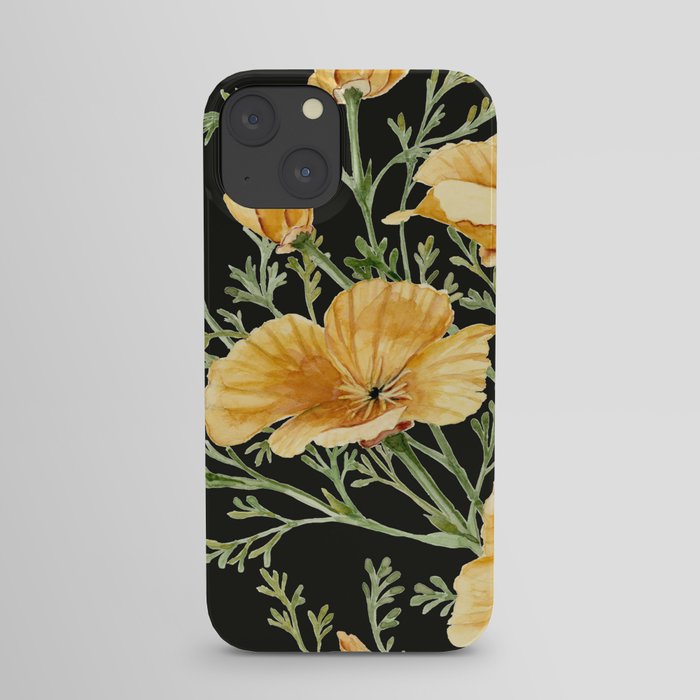California Poppies on Charcoal Black iPhone Case