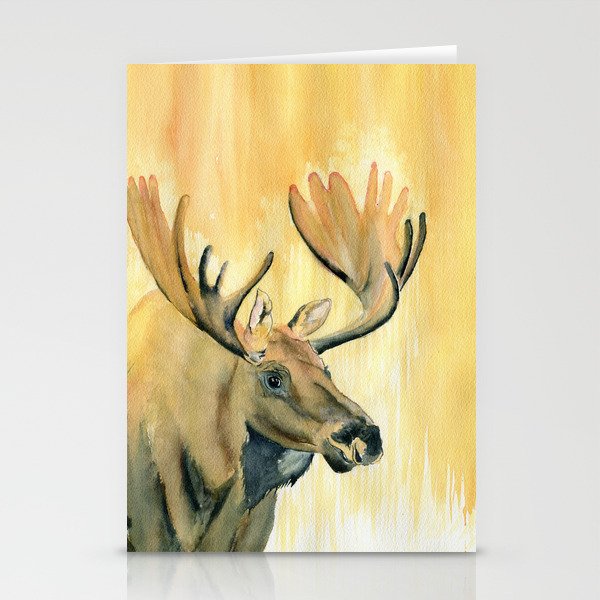 Moose Watercolor Stationery Cards