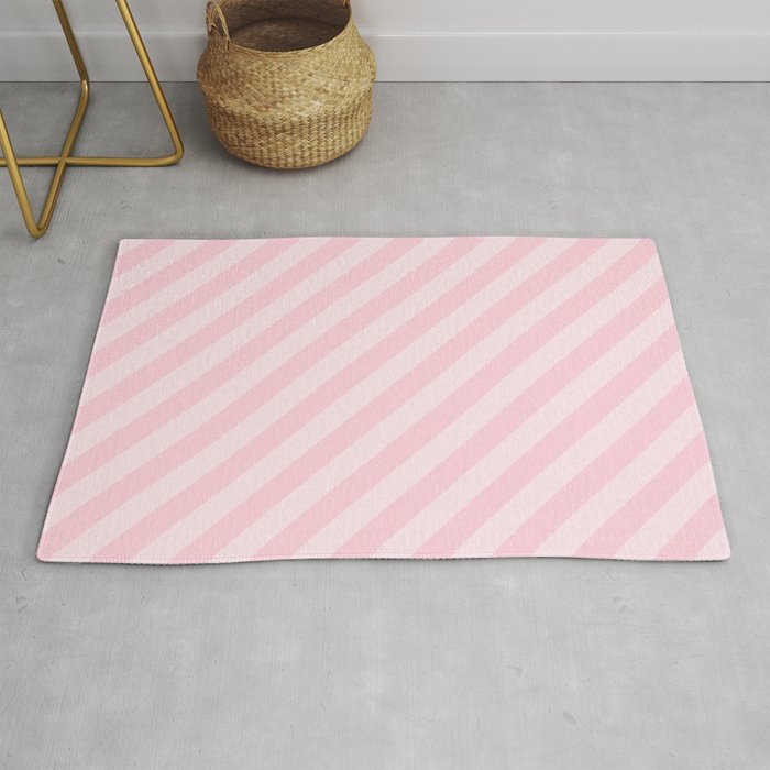 Mini Soft Pastel Pink Candy Cane Stripes Rug