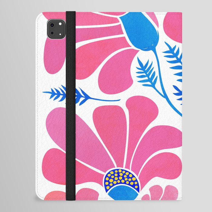 Pink Wildflowers - Floral Illustration iPad Folio Case