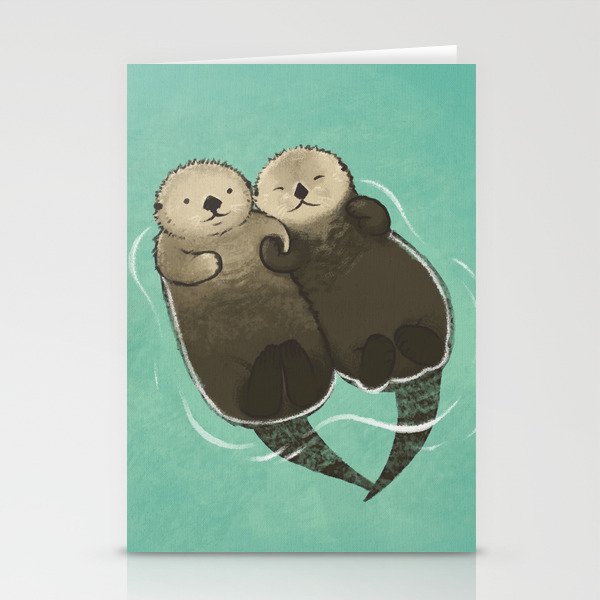 Significant Otters - Otters Holding Hands Stationery Cards