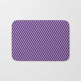 [ Thumbnail: Indigo and Dark Gray Colored Striped/Lined Pattern Bath Mat ]