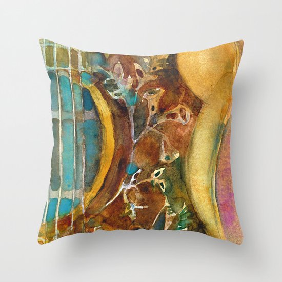 Gibson Hummingbird Acoustic Guitar Throw Pillow
