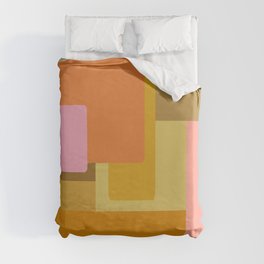 Shapes in Burnt Orange, Pink, and Yellow Duvet Cover