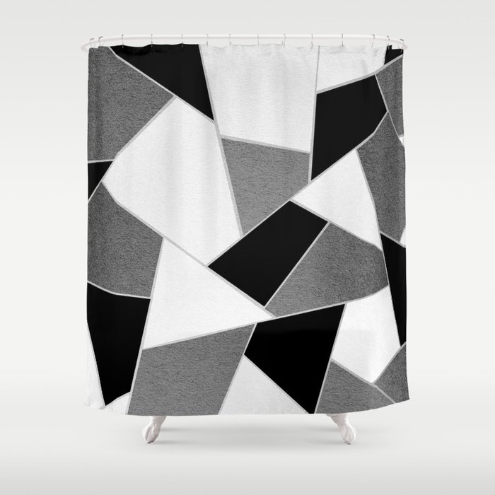 Gray Black White Geometric Glam #1 #geo #decor #art #society6 Shower Curtain