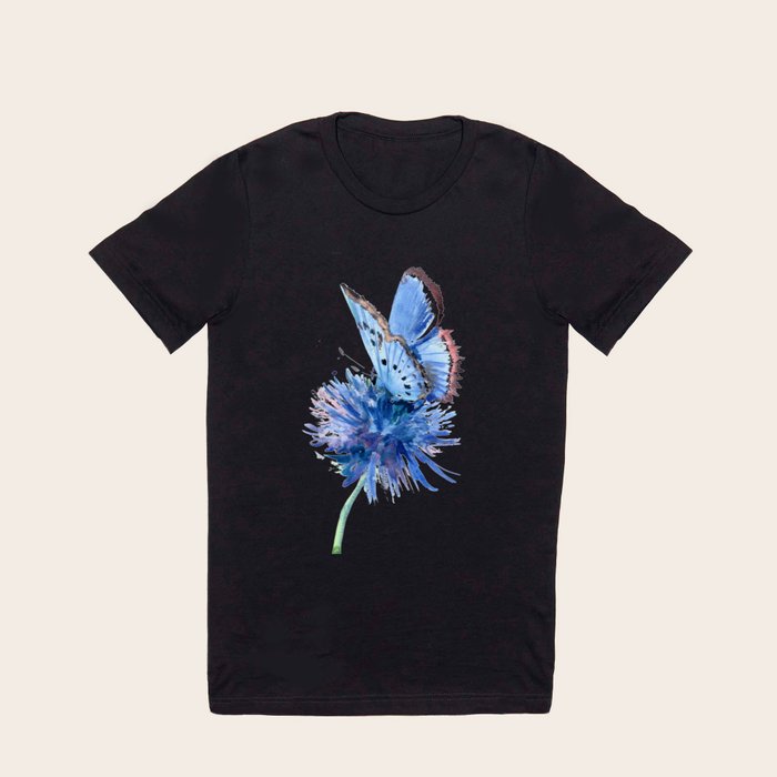 Black shirt with blue deals butterfly