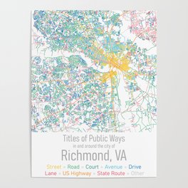 Titles of Public Ways in and around the city of Richmond (small) Poster