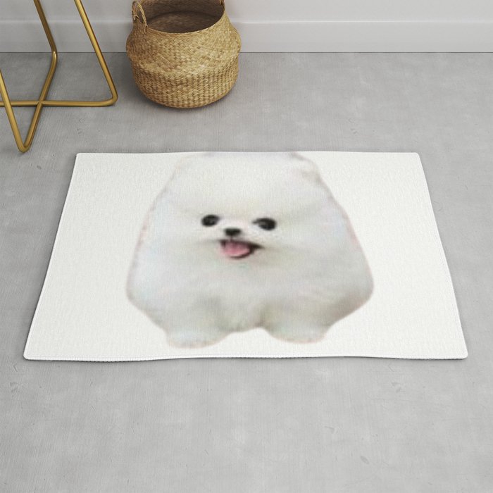 White Adorable Puppy Dog Like A CLoud Rug