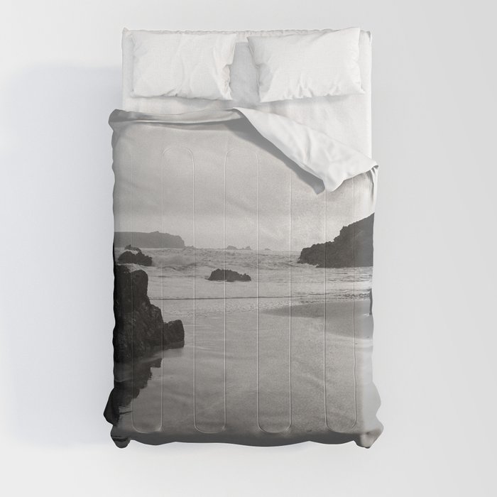 Kynance Cove in Black and White Comforter