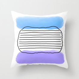 Sky Blue and Purple Digital Watercolor Abstract with Hand Drawn Black Lines Throw Pillow