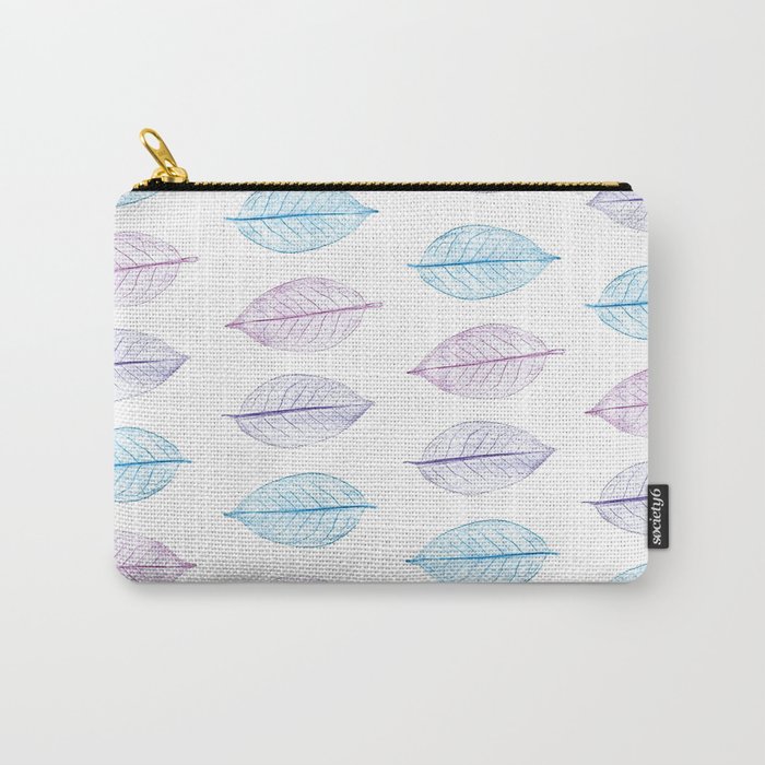 leaves pink blue and purple pencil print impressions Carry-All Pouch