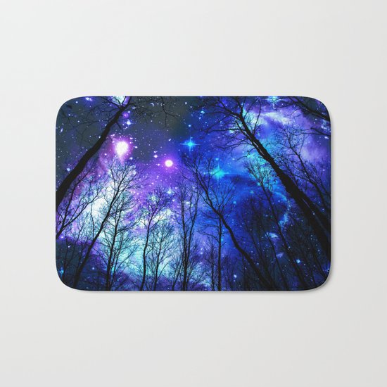 black trees purple blue space Bath Mat