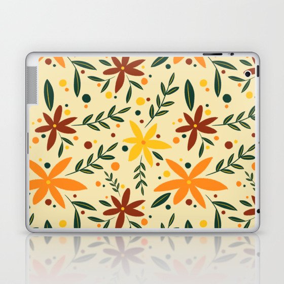 Retro Flower Pattern Laptop & iPad Skin
