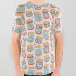 Cute and Fun Vintage Canned Goods, Sunbeams, Moonlight, Rainbow All Over Graphic Tee