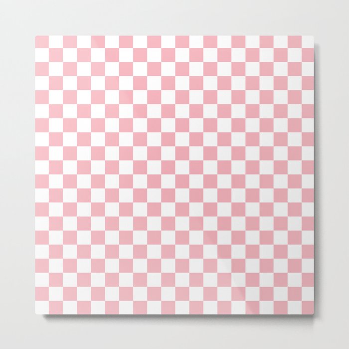 Coral Checkerboard Pattern Metal Print