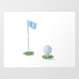 Golf Ball Watercolor Art Print