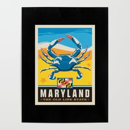 Maryland USA State Travel Art Poster | Maryland, Md, Marylandflag, Graphicdesign, Flag, State, Virginia, Ravens, Washington, Baltimore 