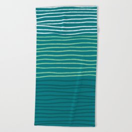 Sea Foam Blue Pinstripes Beach Towel