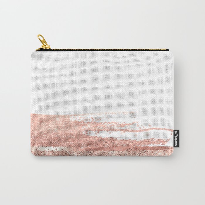 Rosegold brush strokes on white Carry-All Pouch