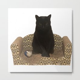 The Queen on her Couch, Edie the Manx, Black Cat Photograph Metal Print | Queensheba, Catpride, Manx, Photo, Couchpotato, Catart, Catlady, Blackcat, Cat 