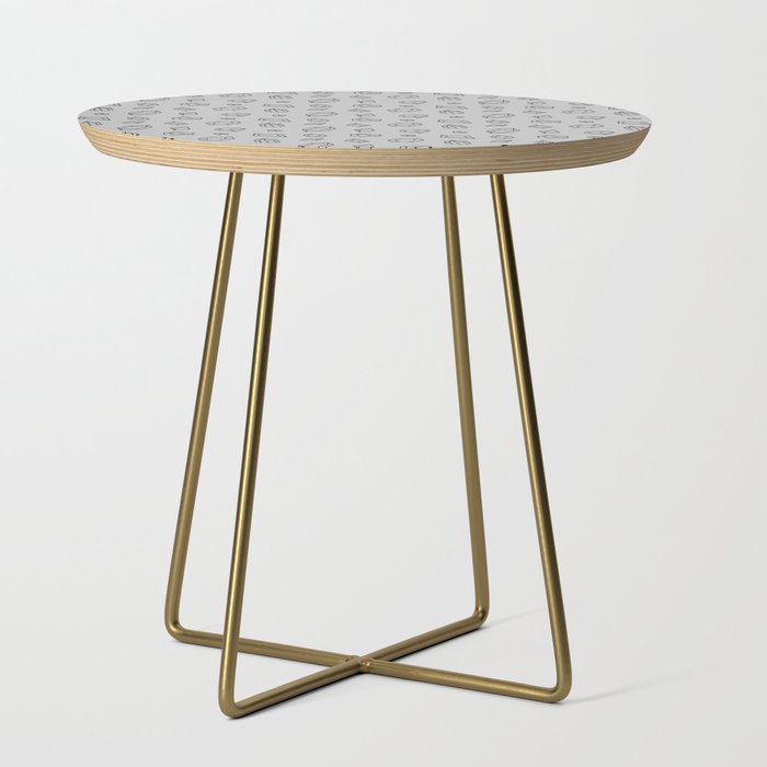 Light Grey and Black Gems Pattern Side Table