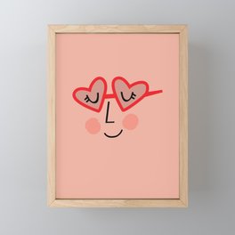 Heart Sunnies Face in Peach Framed Mini Art Print