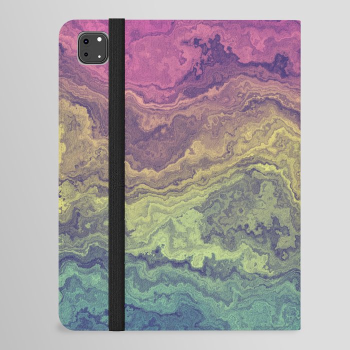 Groovy Swirly Marbled Rainbow Gradient iPad Folio Case