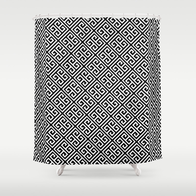Black White Greek Key Pattern Shower Curtain By Enduringmoments