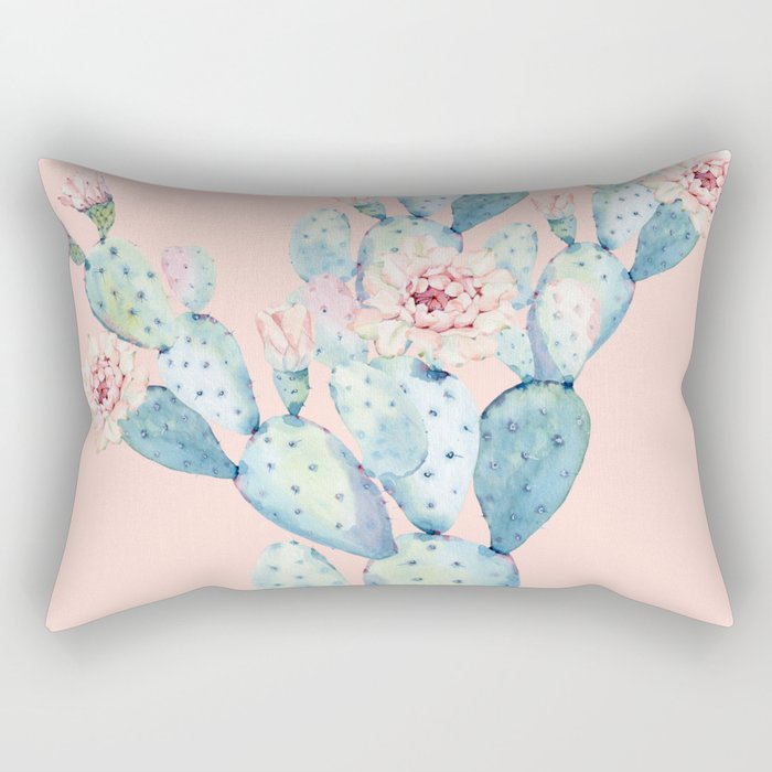 Rose Desert Cactus on Pink by Nature Magick Rectangular Pillow