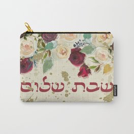 Watercolor Floral Shabbat Shalom Jewish Art Carry-All Pouch