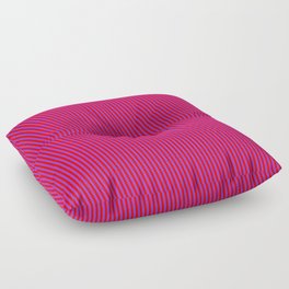 [ Thumbnail: Dark Orchid and Red Colored Striped Pattern Floor Pillow ]
