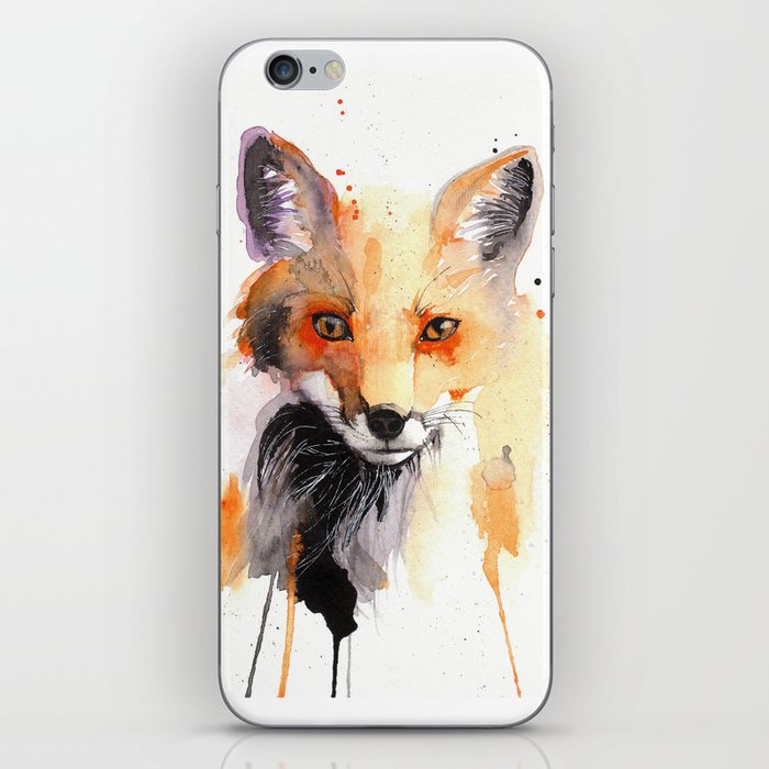Watercolor fox iPhone Skin