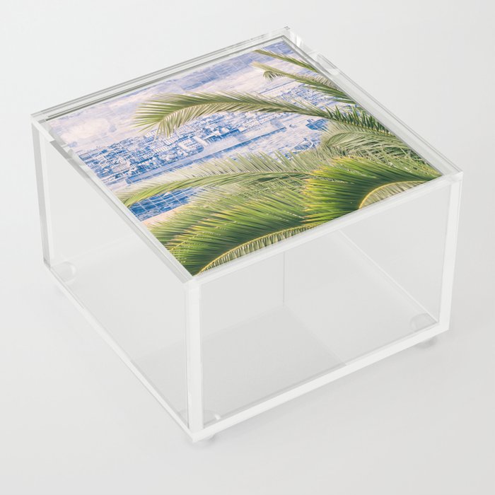 Azulejos Lisbon Tiles - Palm Tree Photo - Fine Art Portugal Photography Acrylic Box