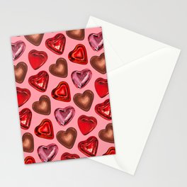 Chocolate Foil Hearts - Pink Stationery Card