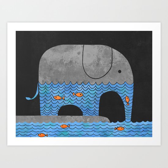 Thirsty Elephant Art Print
