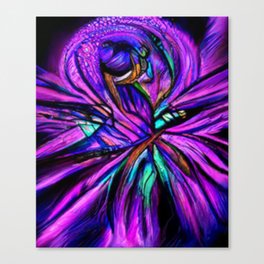 Psychedelic Art - Purple And Green Dragonfly Canvas Print