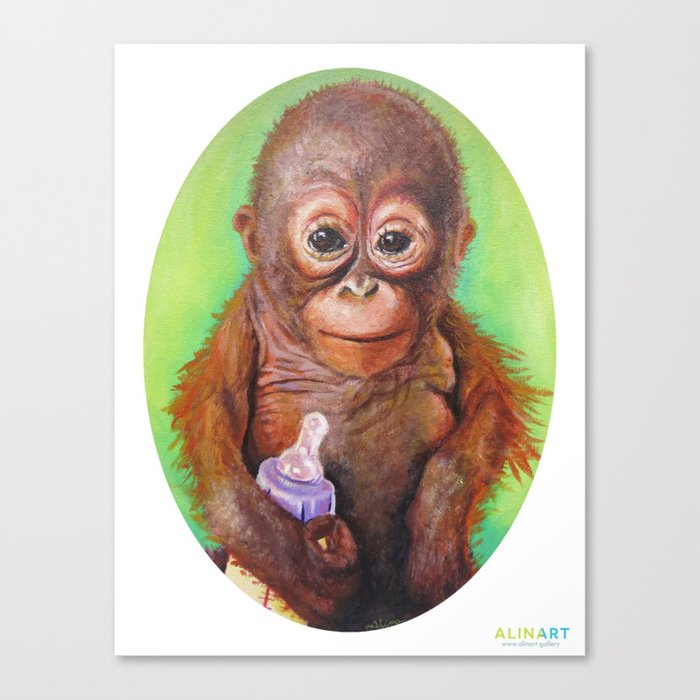 Budi the Rescued Baby Orangutan Canvas Print