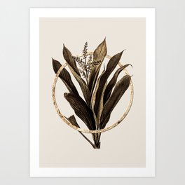 Gold Ring Cordyline Fruticosa Glitter Botanical Illustration Art Print