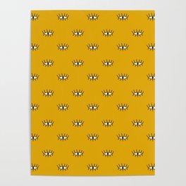 Yellow modern eyes pattern Poster